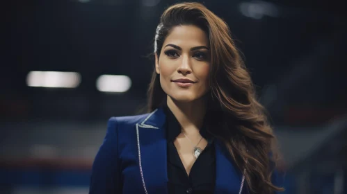 Confident Woman Portrait in Blue Suit Jacket