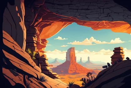 Vintage Illustration of a Desert Cave | Windows Vista Style