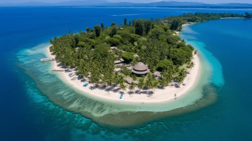 A Captivating Resort and Floating Island Surrounded by Blue Water