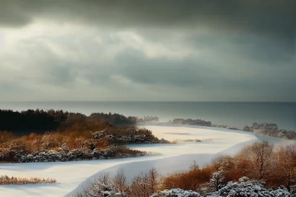 Romantic Winter Landscape: Snow-Covered Beach with Cloud | Nature Photography