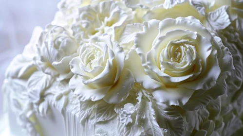 Exquisite White Wedding Cake with Sugar Paste Roses and Leaves