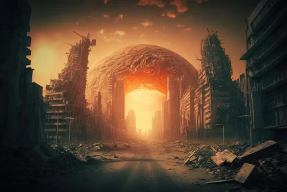 Futuristic City in Ruins: A Captivating Artwork