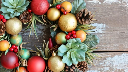Christmas Wreath | Festive Home Decoration | Artificial Succulents and Pine Cones