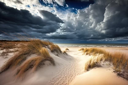 Captivating Stormy Beach Dunes in Poland: Romantic Landscape