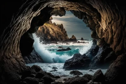 Surreal Cave with Crashing Waves | Wildlife Photography