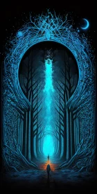 Mysterious Person in Dark Woods | Gothic Illustration