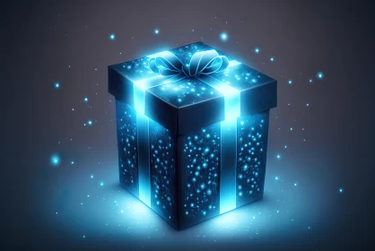 Blue Glitter Gift Box with Realistic Chiaroscuro Lighting
