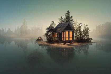 Secluded Island House on a Serene Lake | Photobashing Adventure