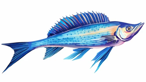 Blue Fish Watercolor Painting