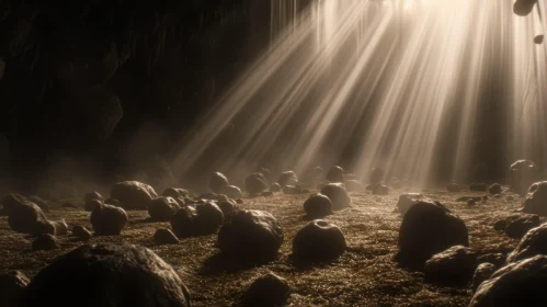 Enigmatic Cave Illumination - Atmospheric Image