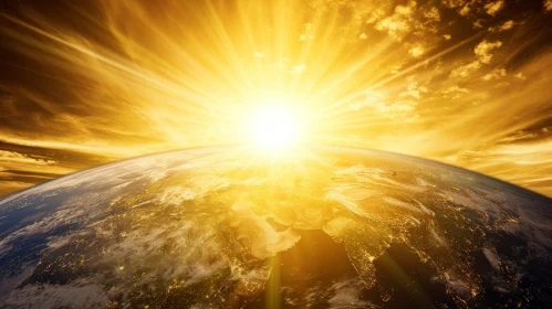 Golden Sunrise Over Earth: Serene Space View