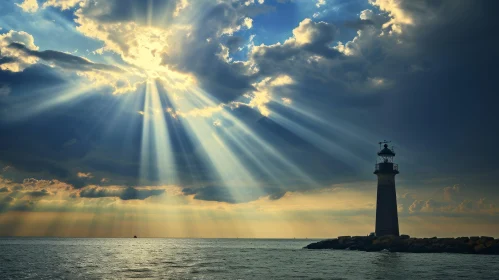 Majestic Lighthouse on Rocky Coastal Shore