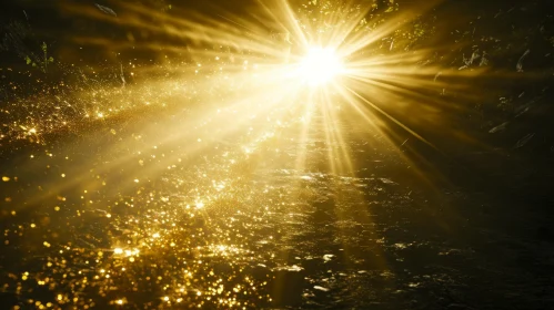 Enchanting Forest Landscape with Golden Sunlight