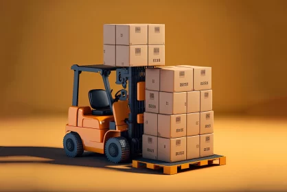 Meticulous Photorealistic Still Life: Cargo Forklift Carrying Boxes