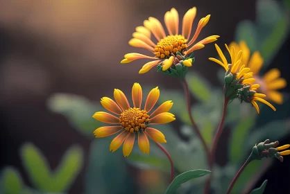 Captivating Yellow Flowers in Lush Green Foliage