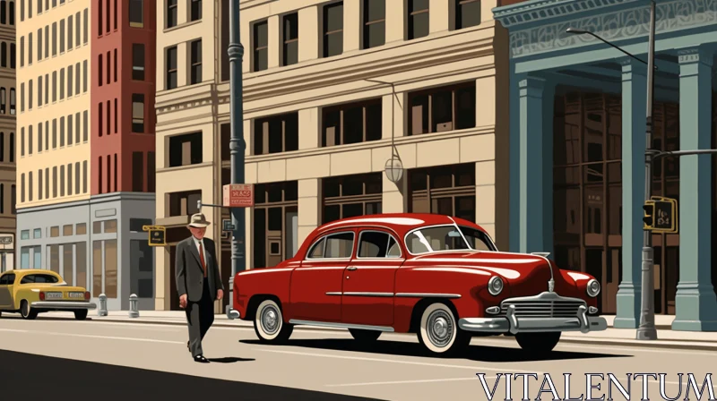 Captivating Architectural Illustration: A Stunning Red Car Composition
