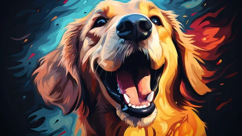 Golden Retriever Dog Digital Painting