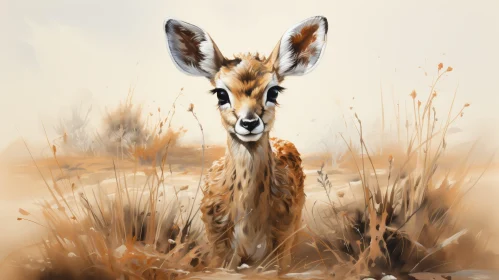 Baby Gerenuk Painting in Field