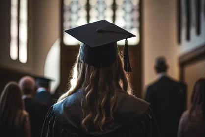 A Captivating Image of a Woman in Graduation Caps in a Church