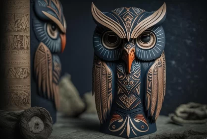 Intricately Crafted Wooden Owl | Realistic Spray Painted Art
