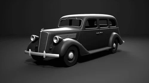 Streamlined Design: Classic Station Wagon Car in Gothic Black and White