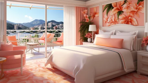 Modern Hotel Room with Balcony and City View