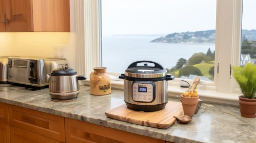 Modern Kitchen with Bay Window and Appliances