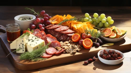 Delicious Charcuterie Board with Cheese, Meat, Fruit, and Nuts