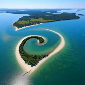 Enigmatic Spiral Island in Ocean - An Art Nouveau Depiction