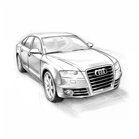 Artistic Audi A8 Drawing with Depth of Field - Clean and Sharp Inking