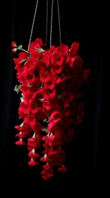 Monochromatic Elegance: Red Flowers Against Dark Background