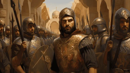 Captivating Ancient World Artwork - Armored Soldiers in Action