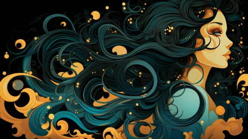 Elegant Woman Portrait in Art Nouveau Style