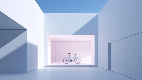 Blue Bicycle 3D Rendering in White Room