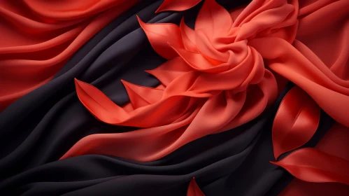 Elegant Red Rose Silk Fabric Composition