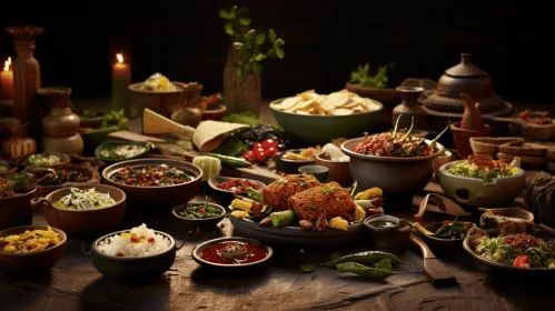 Captivating Tableau of Traditional Mexican Food | Dark Maroon and Dark Green