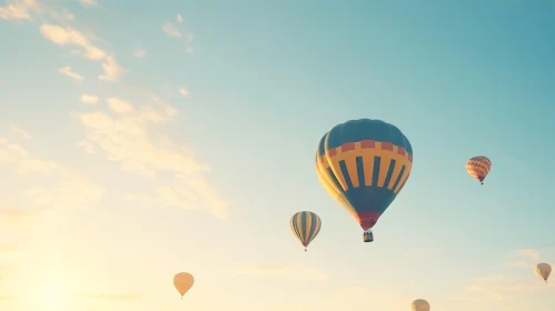 Tranquil Hot Air Balloon Sunset Sky Image