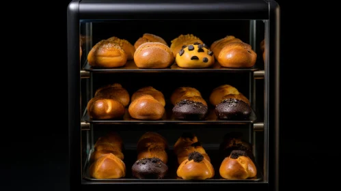 Delicious Bakery Display Case - Close-up of Baked Goods