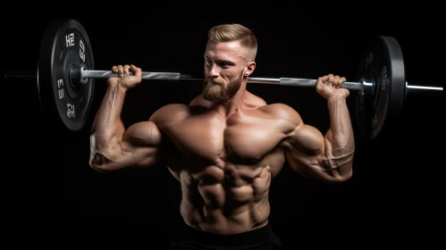Determined Man Lifting Barbell - Sport Fitness Image