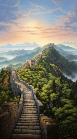 Captivating Painting: Great Wall of China in Realistic Fantasy Style