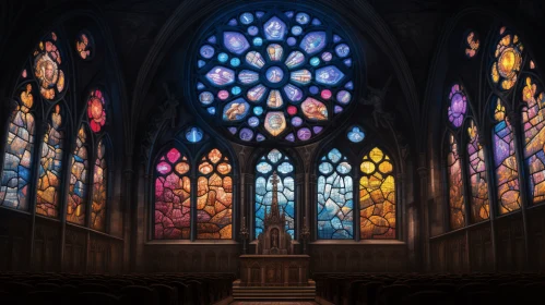 Captivating Stained Glass Window in a Church | Moody Tonalism Art