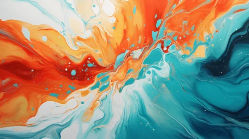 Colorful Abstract Painting with Fluid and Flowing Lines