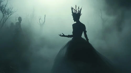 Silhouette of Queen in Foggy Realm