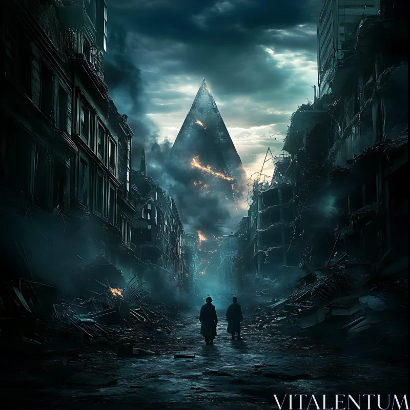 Ruined City with Mysterious Pyramid