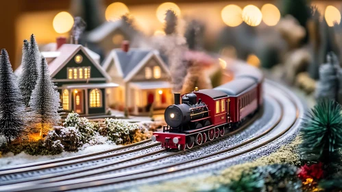 Winter Village Model Train Display