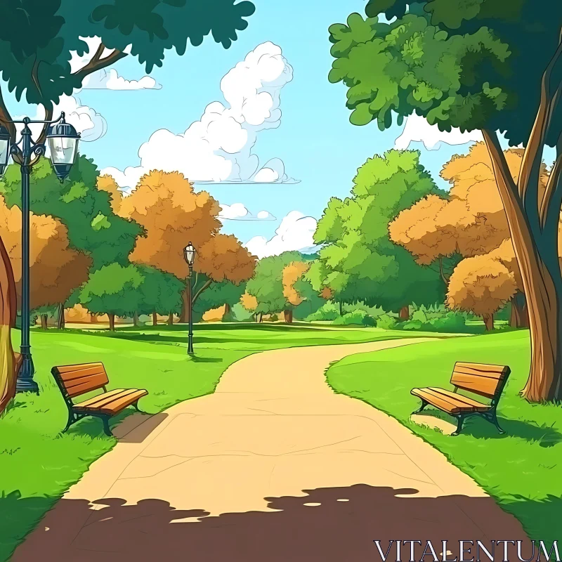 Serene Park Path and Greenery