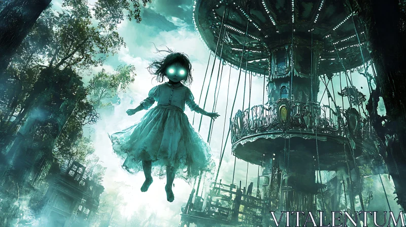 Floating Girl by the Carousel