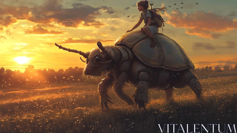 Sunset Ride on a Giant Beetle