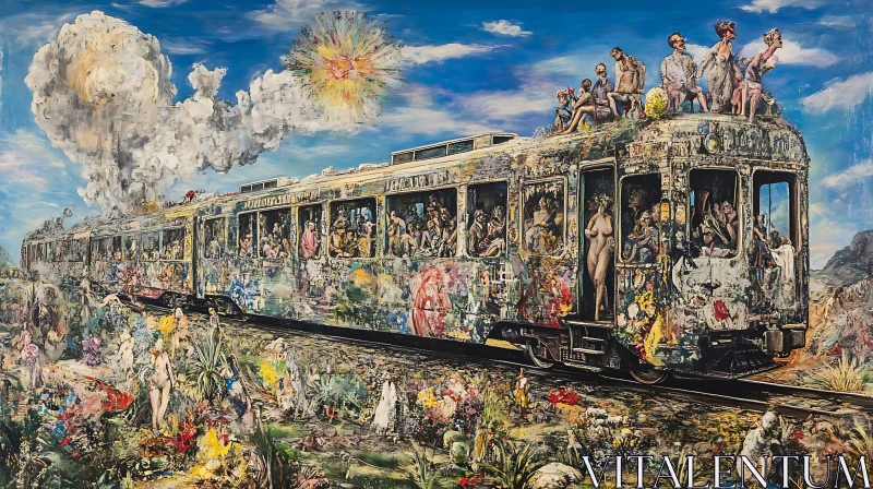 Whimsical Train Ride Painting