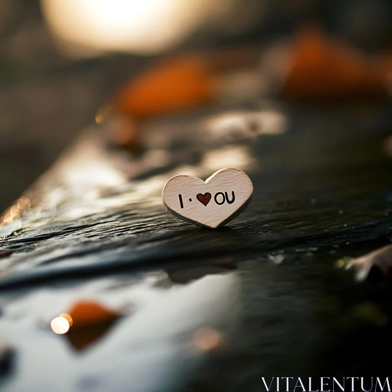 Rustic Wooden Heart with Love Message